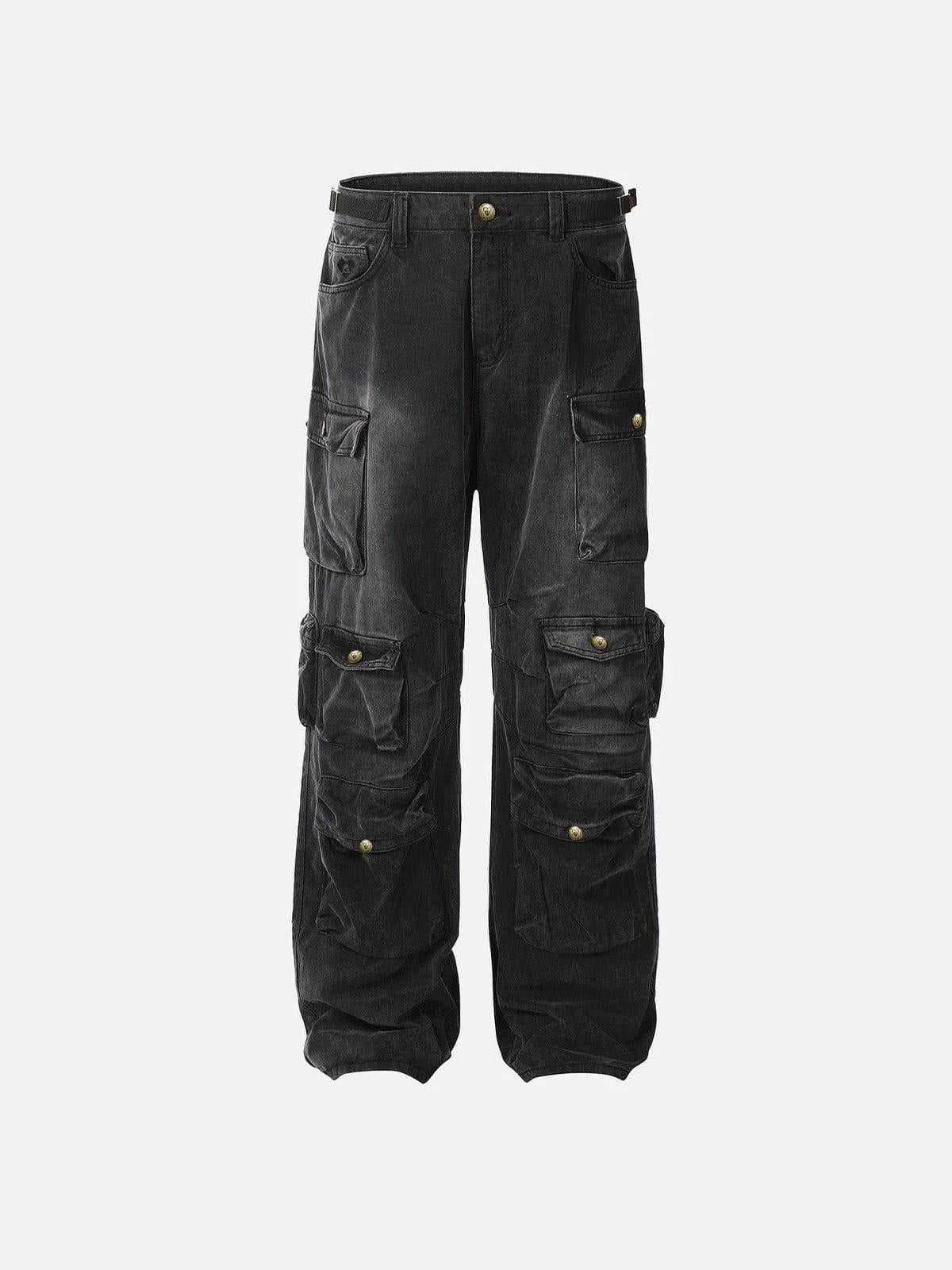 Concert Outfit Washed Multi Pocket Loose Jeans