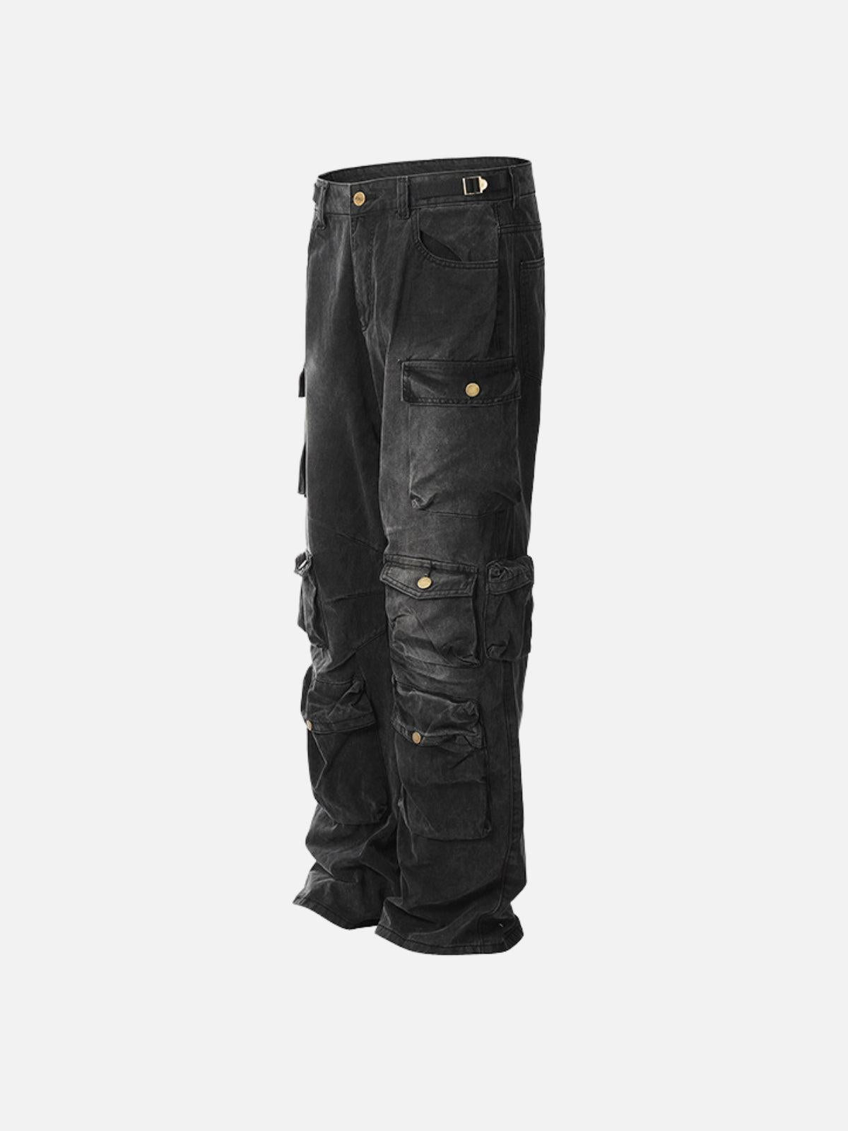 Concert Outfit Washed Multi Pocket Loose Jeans