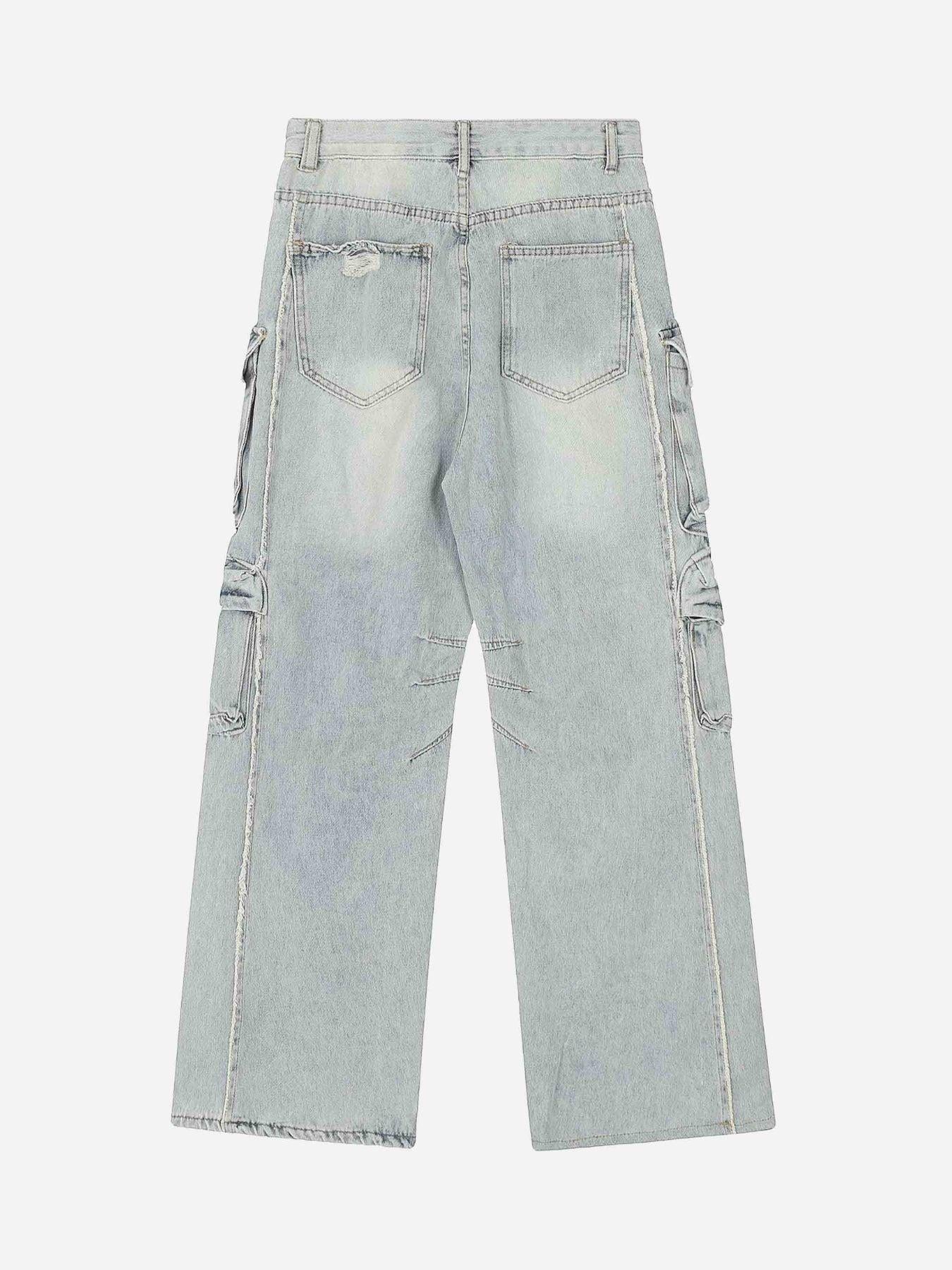 Concert Outfit Washed Multi-Pocket Work Jeans