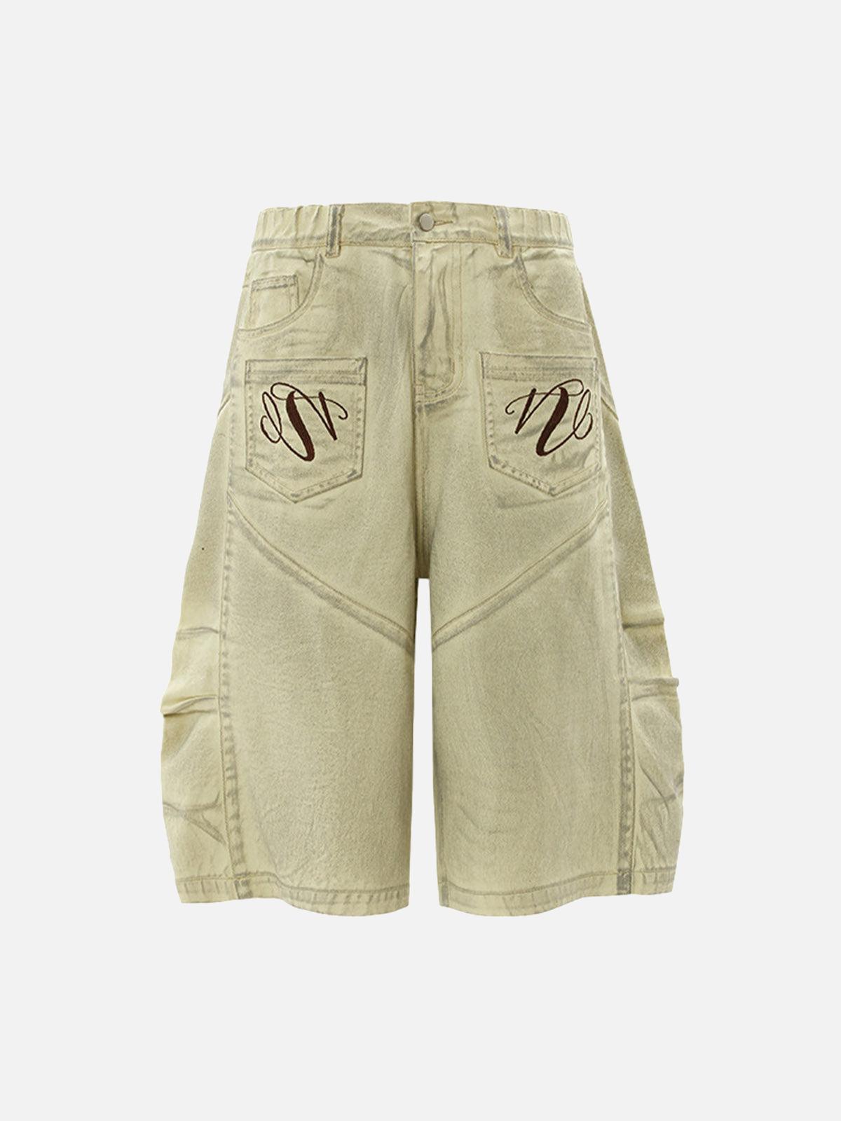 Concert Outfit Washed Print Baggy Denim Shorts