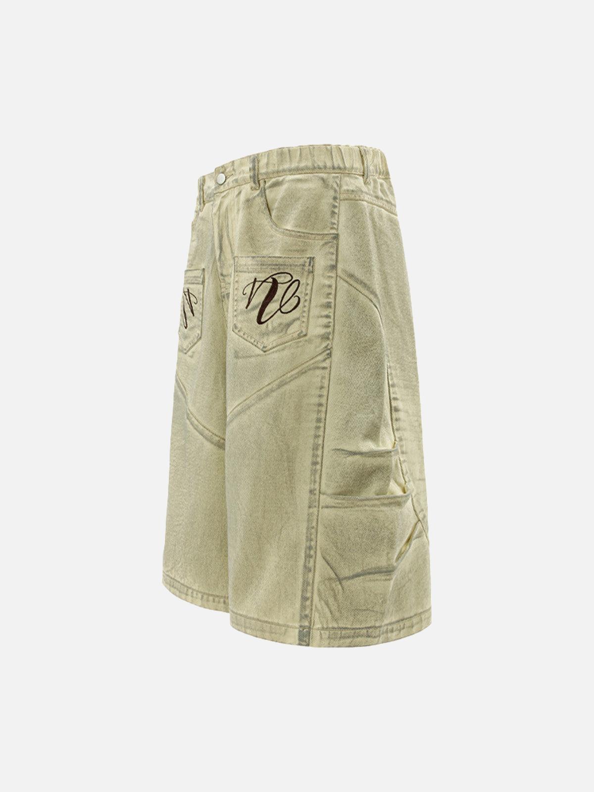 Concert Outfit Washed Print Baggy Denim Shorts