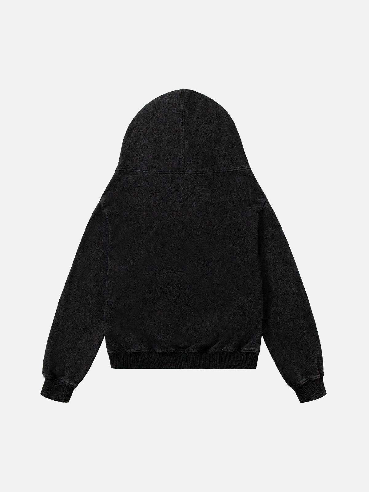 Concert Outfit Washed Star Print Full Zipper Hoodie