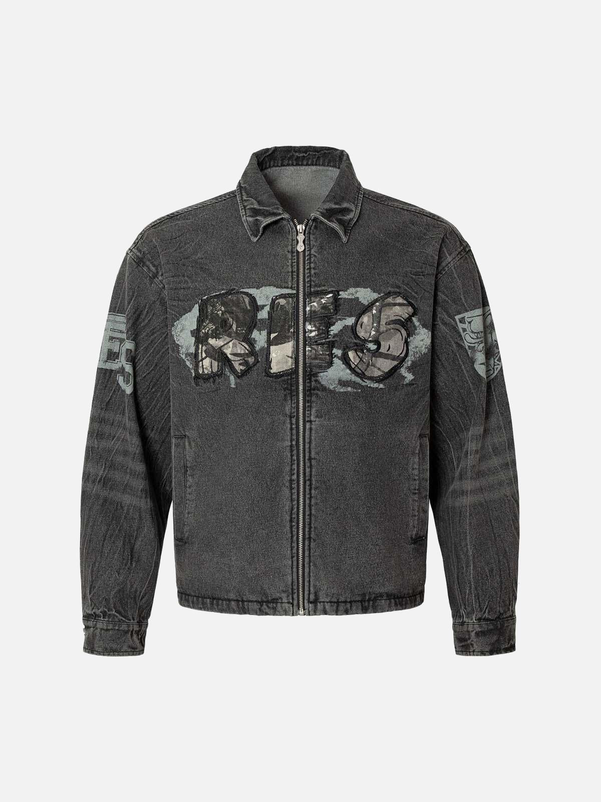Concert Outfit Wasteland Embroidered Print Rivet Denim Jacket