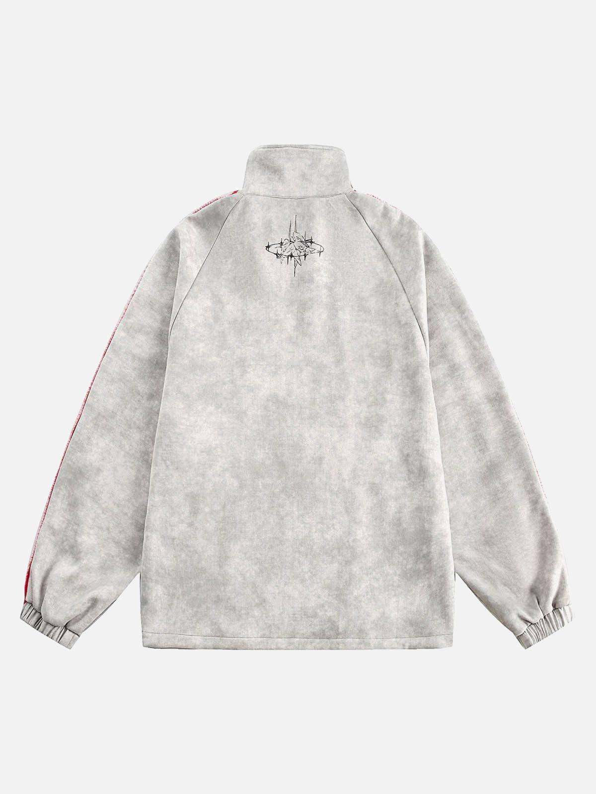 Concert Outfit Wasteland Patchwork Graffiti Zip Up Jacket