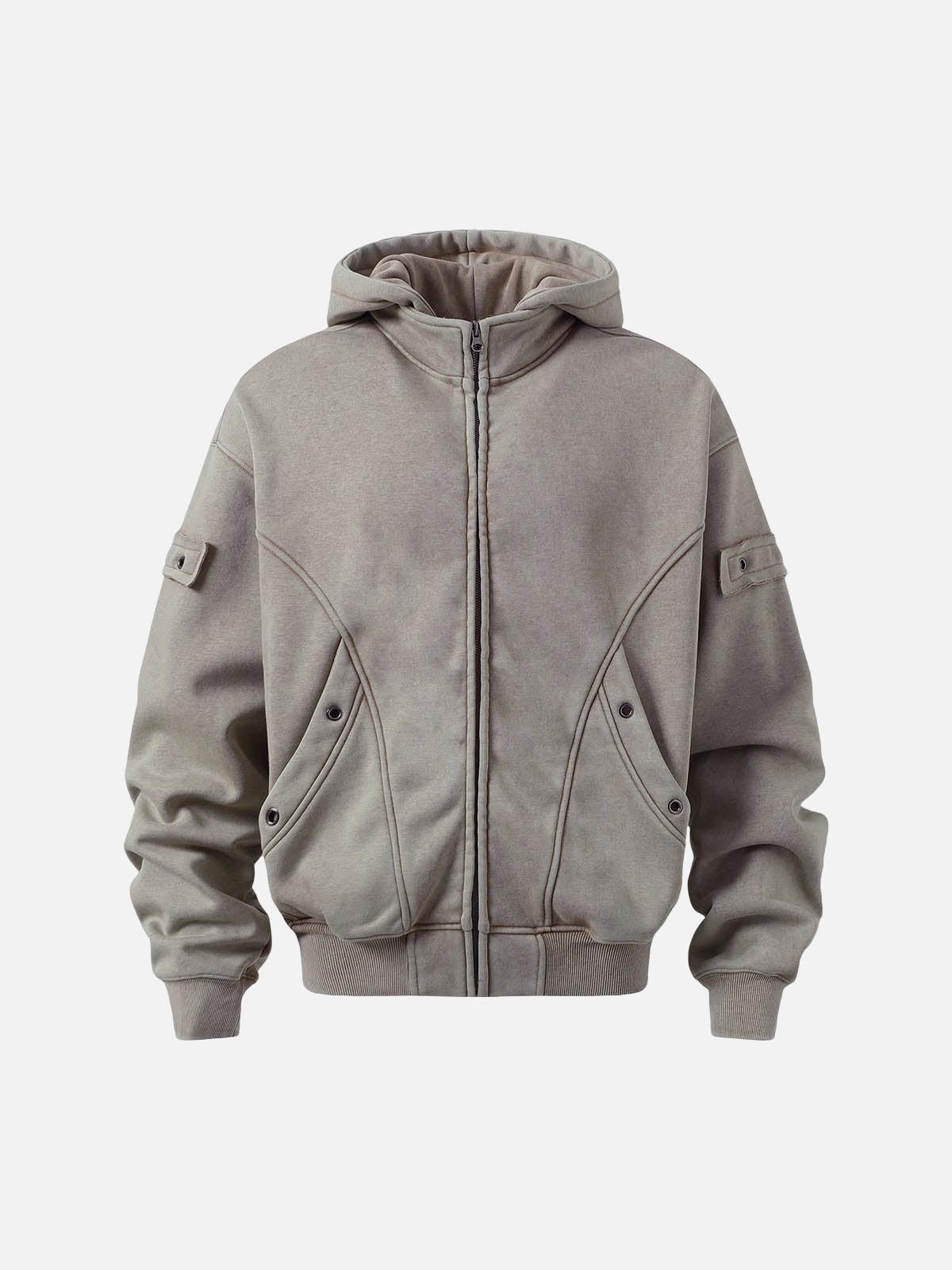 Concert Outfit Wasteland Style Washed Zipper Up Sweatshirt