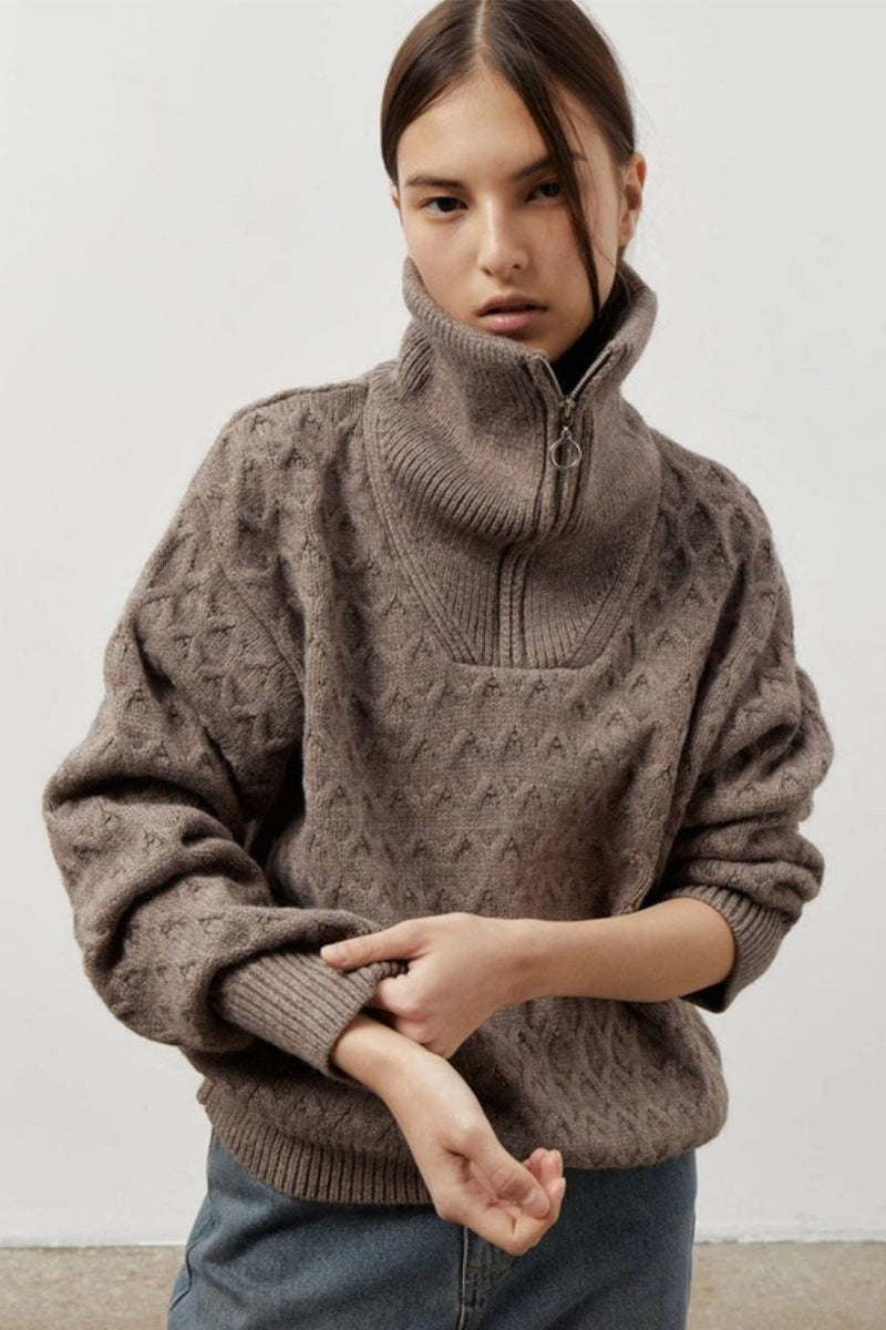 Concert- Ready, Thick Knit Turtleneck Half- Zip Ter - Concert Outfit