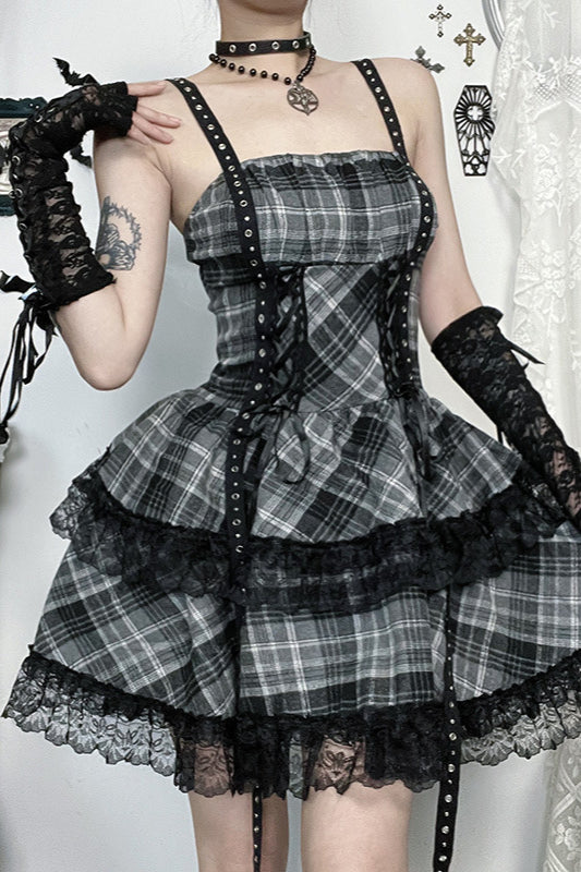 Chic Y2k Outfits: Elevate Your Style with a Checkered Gothic Dress