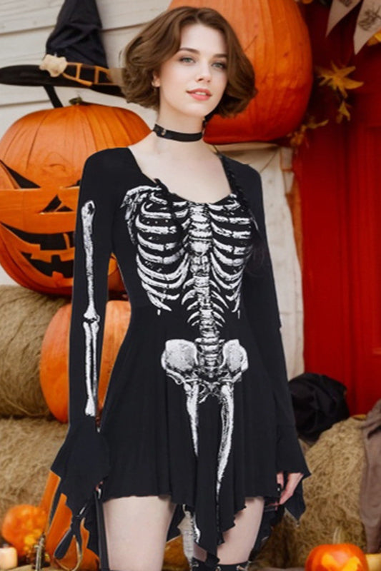 Stylish Winter Outfit: Core Mini Dress with Masquerade Skull Graphic