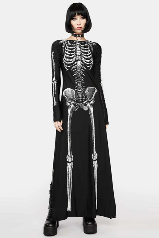 Core S Halloween Skull Print Bodycon Maxi Dress: Top Halloween Outfit Ideas