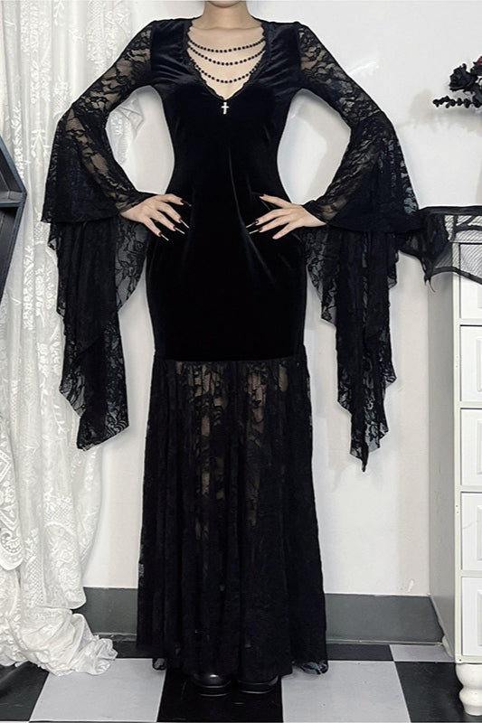Core S Lace Velvet Batwing Dress - Perfect Draculaura Costume for Parties