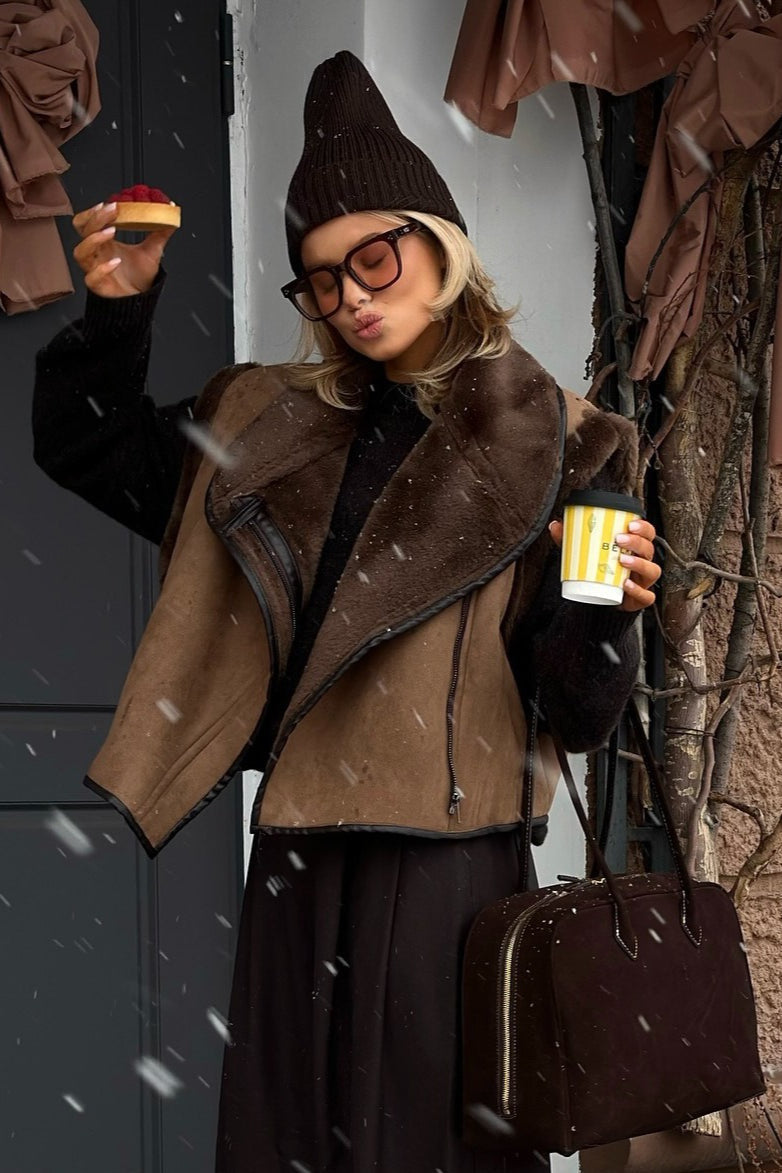 Core S Must- Haves, Brown Faux Fur Loose Fit Coat - Winter Fits