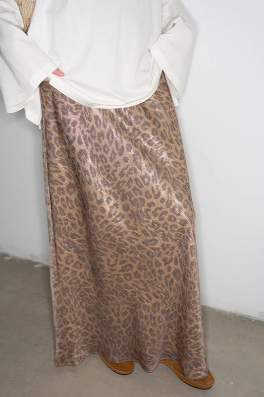 Core S Must- Haves, Glossy Straight Leopard Midi Skirt - Leopard Costume