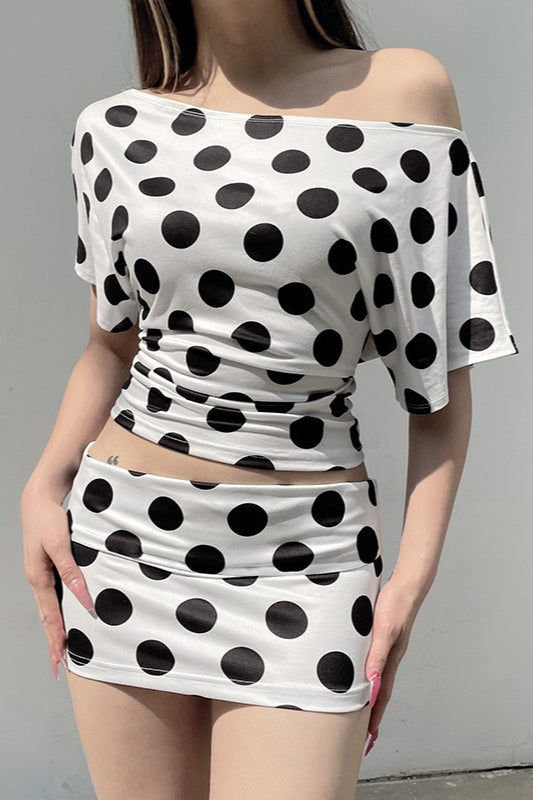 Core S Outfit Ideas, Batwing Sleeve Dot Top Two S Set - Outfit Ideas