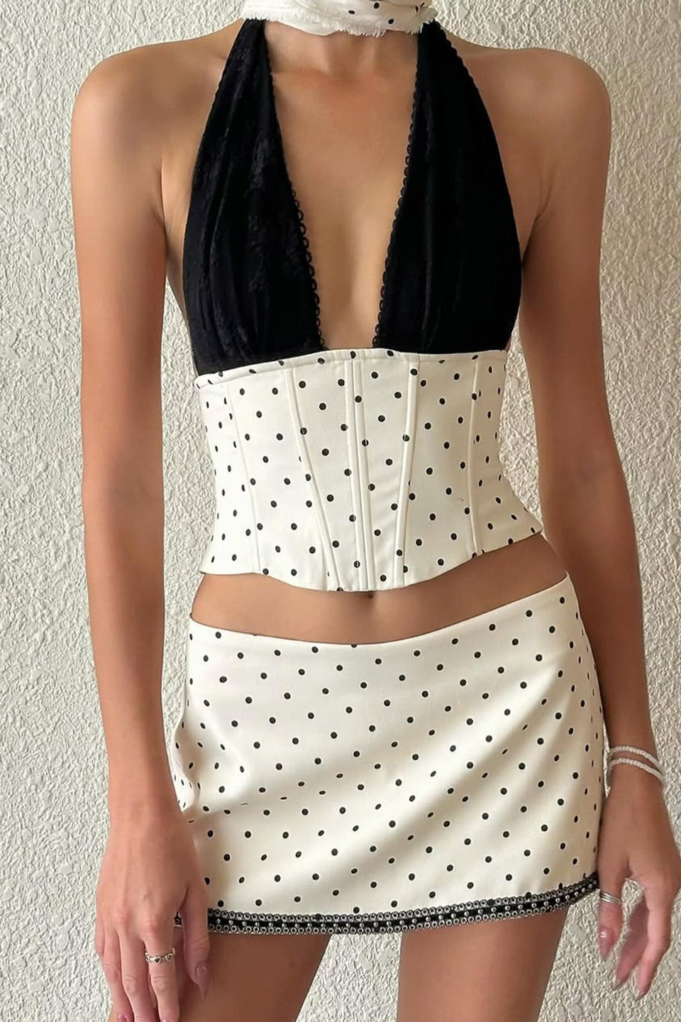 Core S Outfits, Polka Dot Lace Halter Two S Set - Outfit Ideas