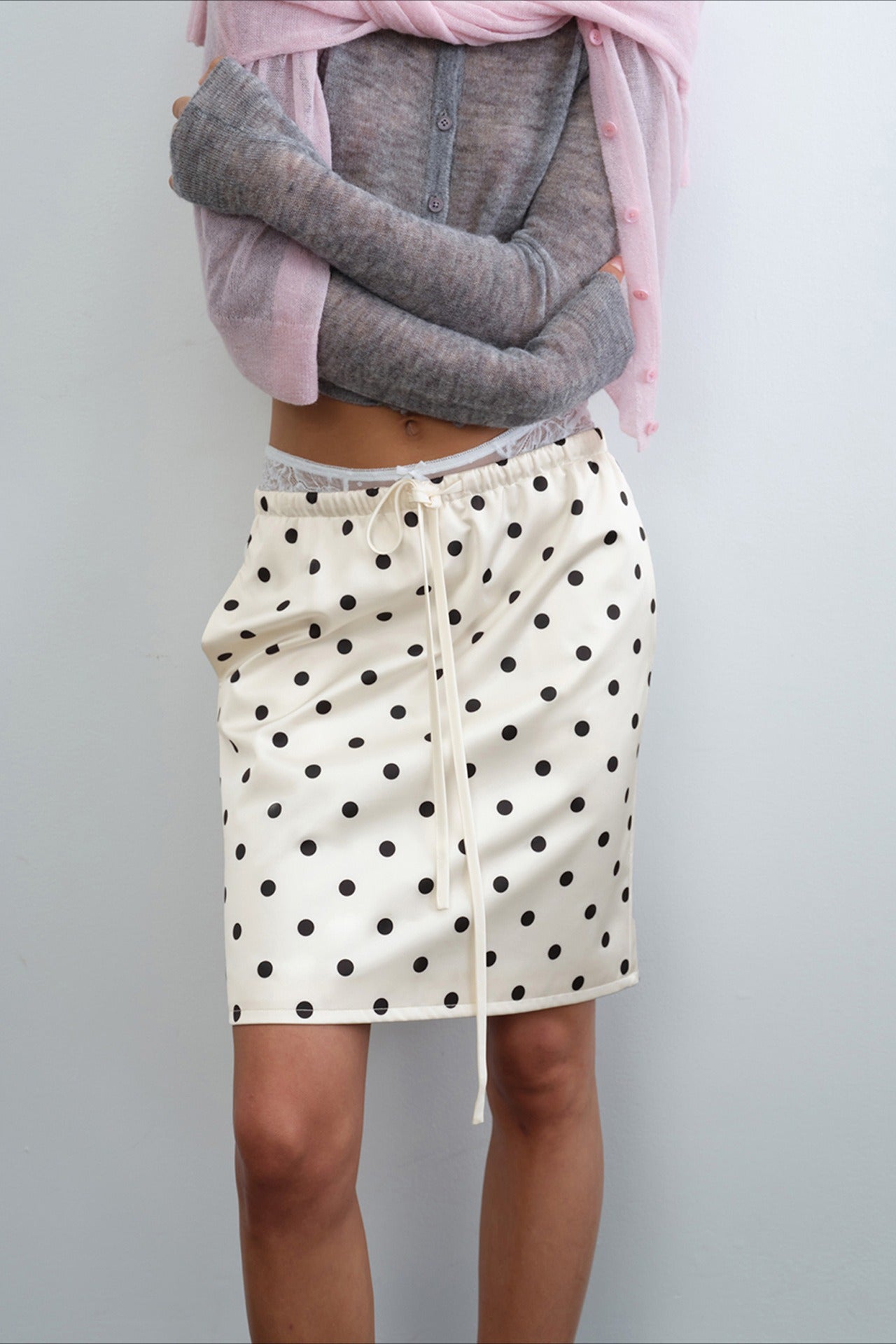 Winter, Drawstring Polka Dot Skirt - Winter Fits