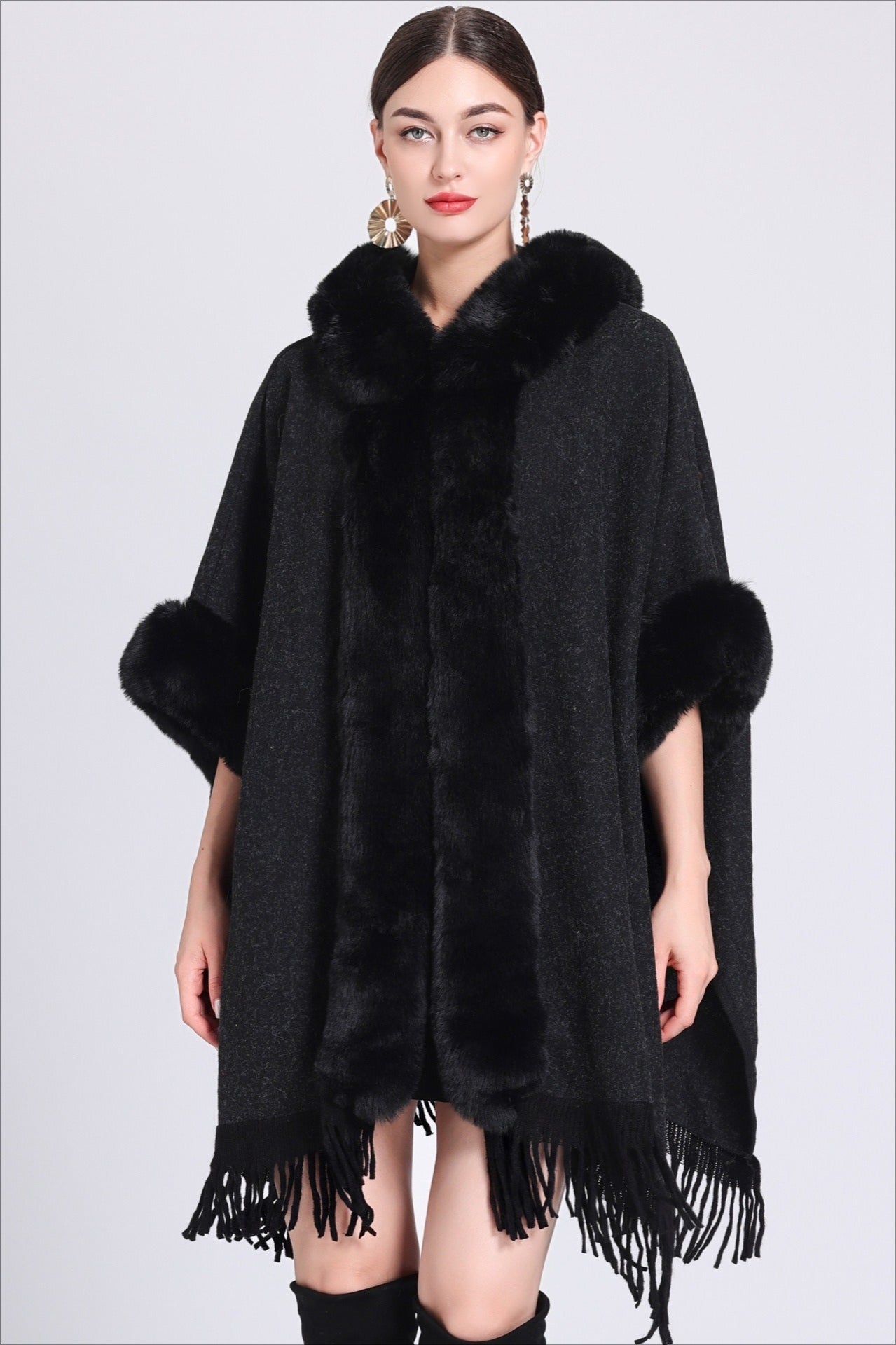 Going Out and Concert Outfit Inspo, Plus Size Hooded Wool Cape Coat