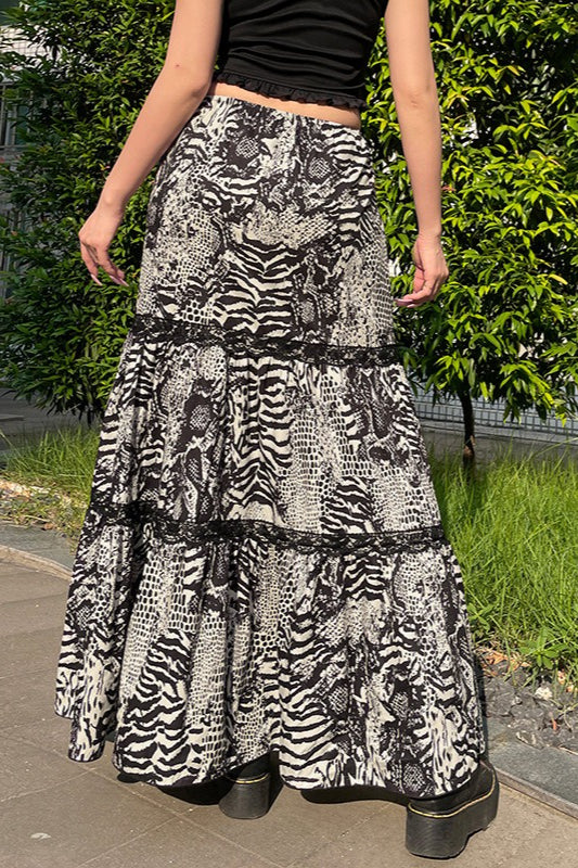 Going Out and Concert Outfit Inspo, Vintage Flowy Tiered Maxi Skirt