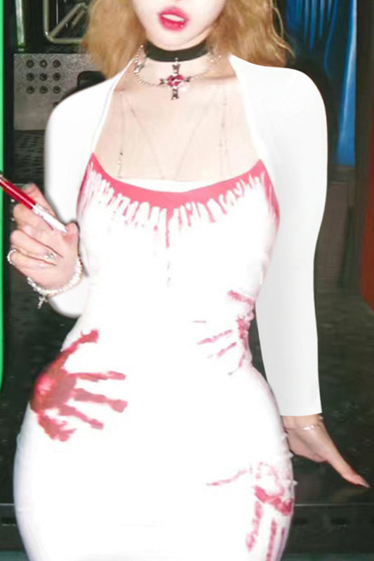 Stylish Slim Fit Halter Graphic Mini Dress for Stunning Going Out Outfits