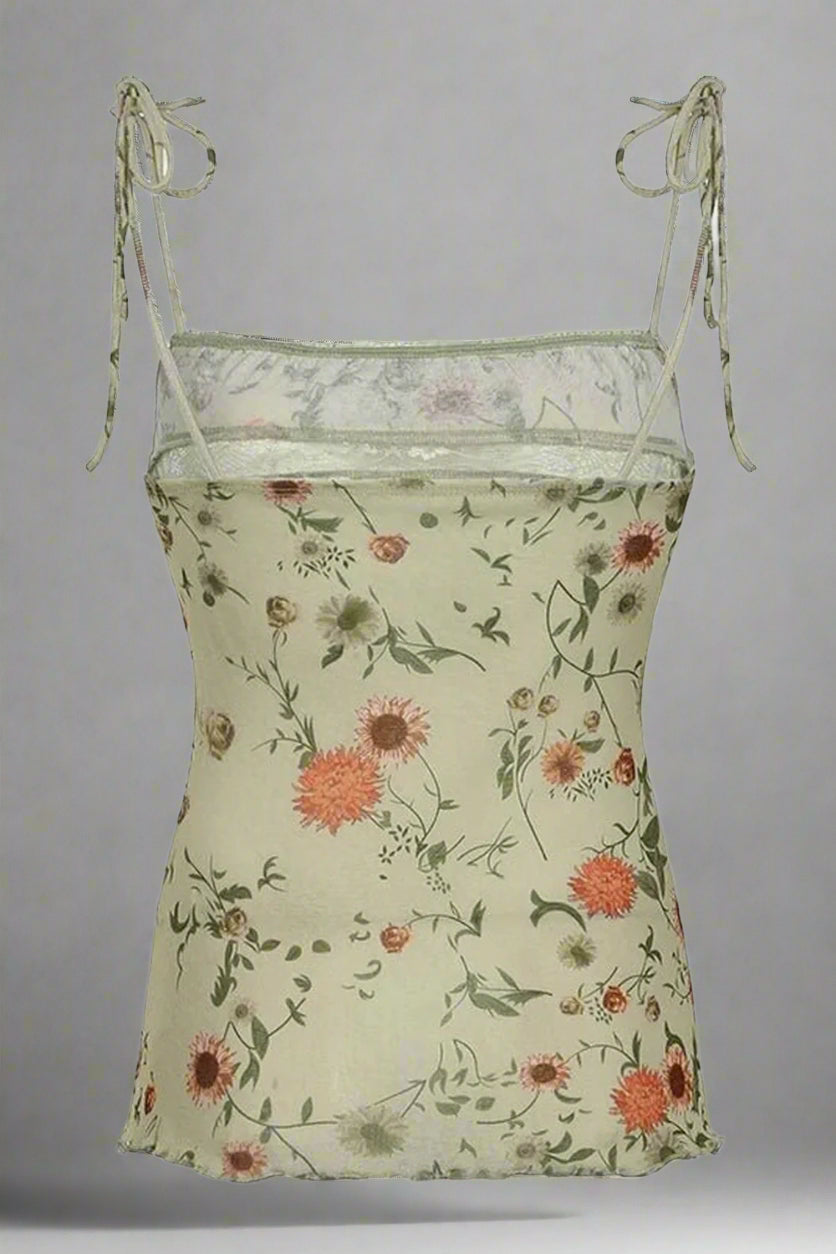 New Style Trends - Aesthetic Floral Lace-Trim Cami Top - Outfit Ideas