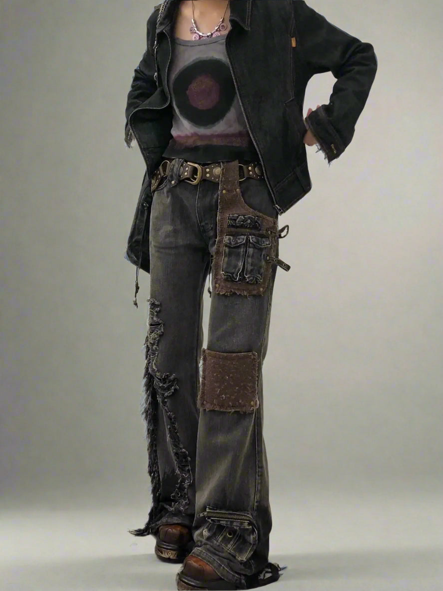 New Style Trends - Alt Edgy Patchwork Distressed Jeans - Outfit Ideas