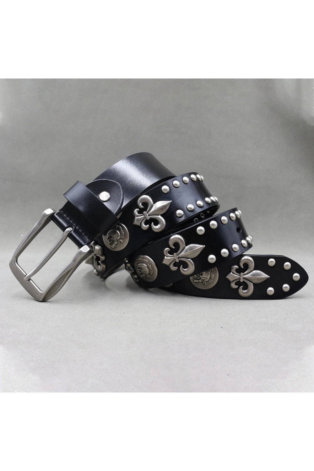 New Style Trends - Alt Fleur-de-Lis Studded Gothic Belt - Outfit Ideas