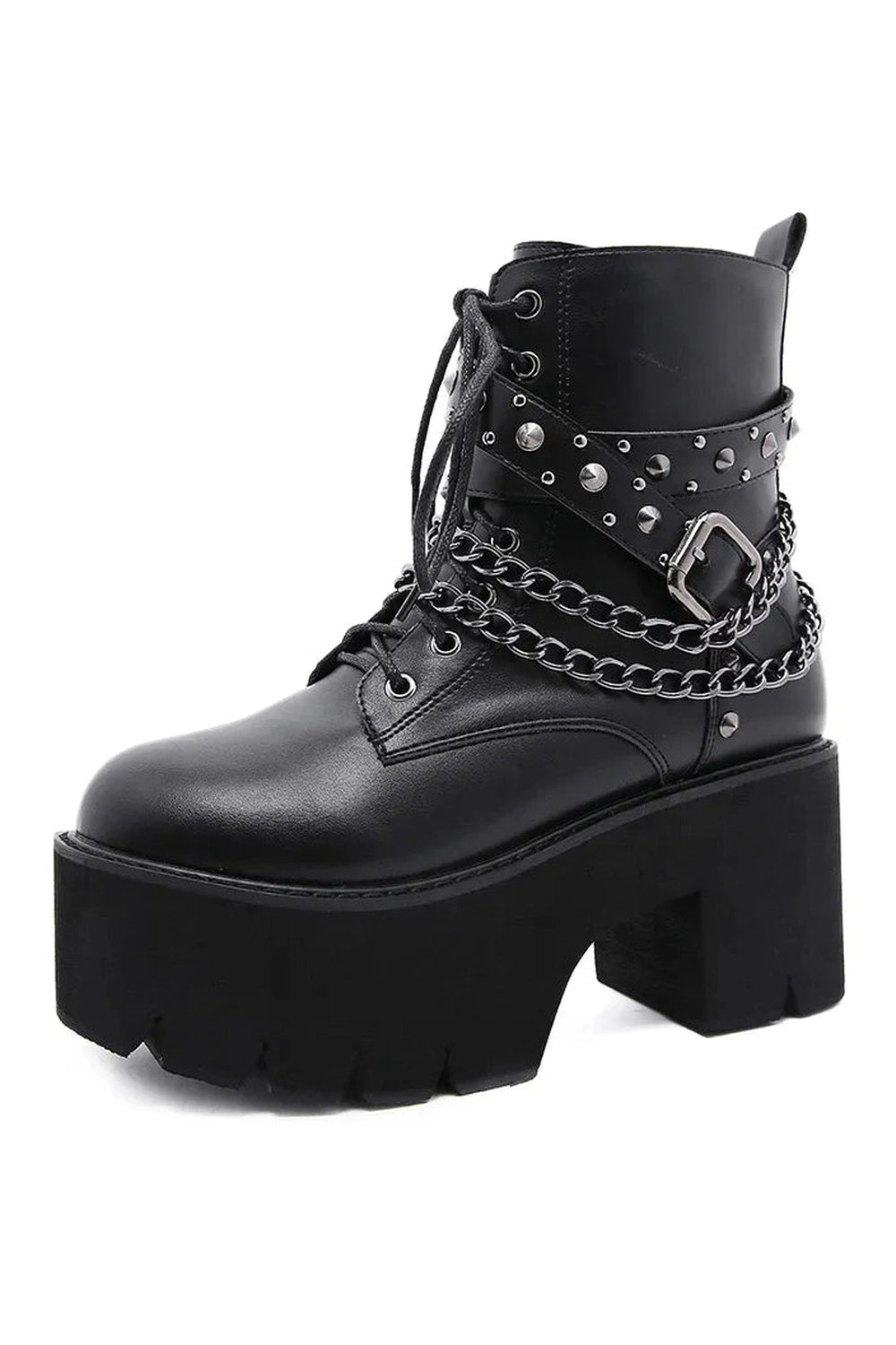 New Style Trends - Alt Gothic Black Rivets Ankle Boots - Outfit Ideas