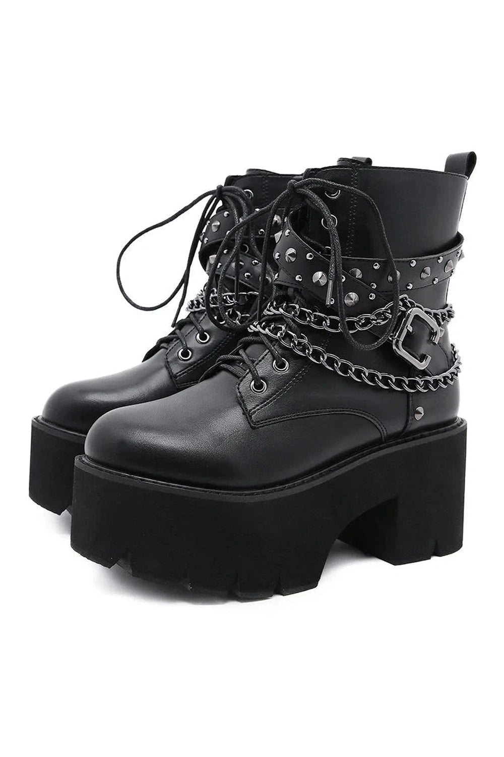 New Style Trends - Alt Gothic Black Rivets Ankle Boots - Outfit Ideas