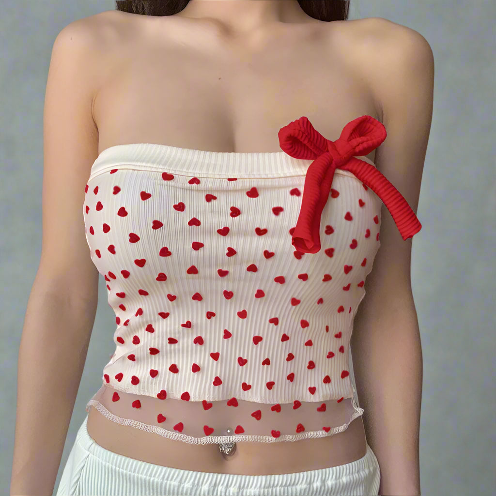 New Style Trends - Cherry Crush Strapless Cute Crop Top - Outfit Ideas