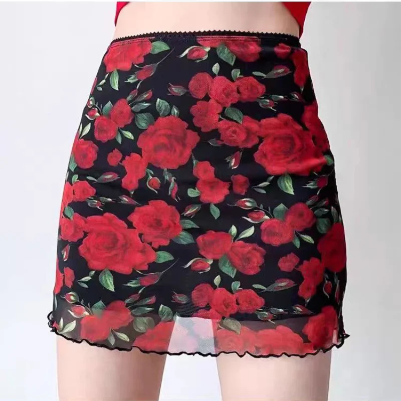 New Style Trends - Coquette Crimson Bloom Sheer Skirt - Outfit Ideas