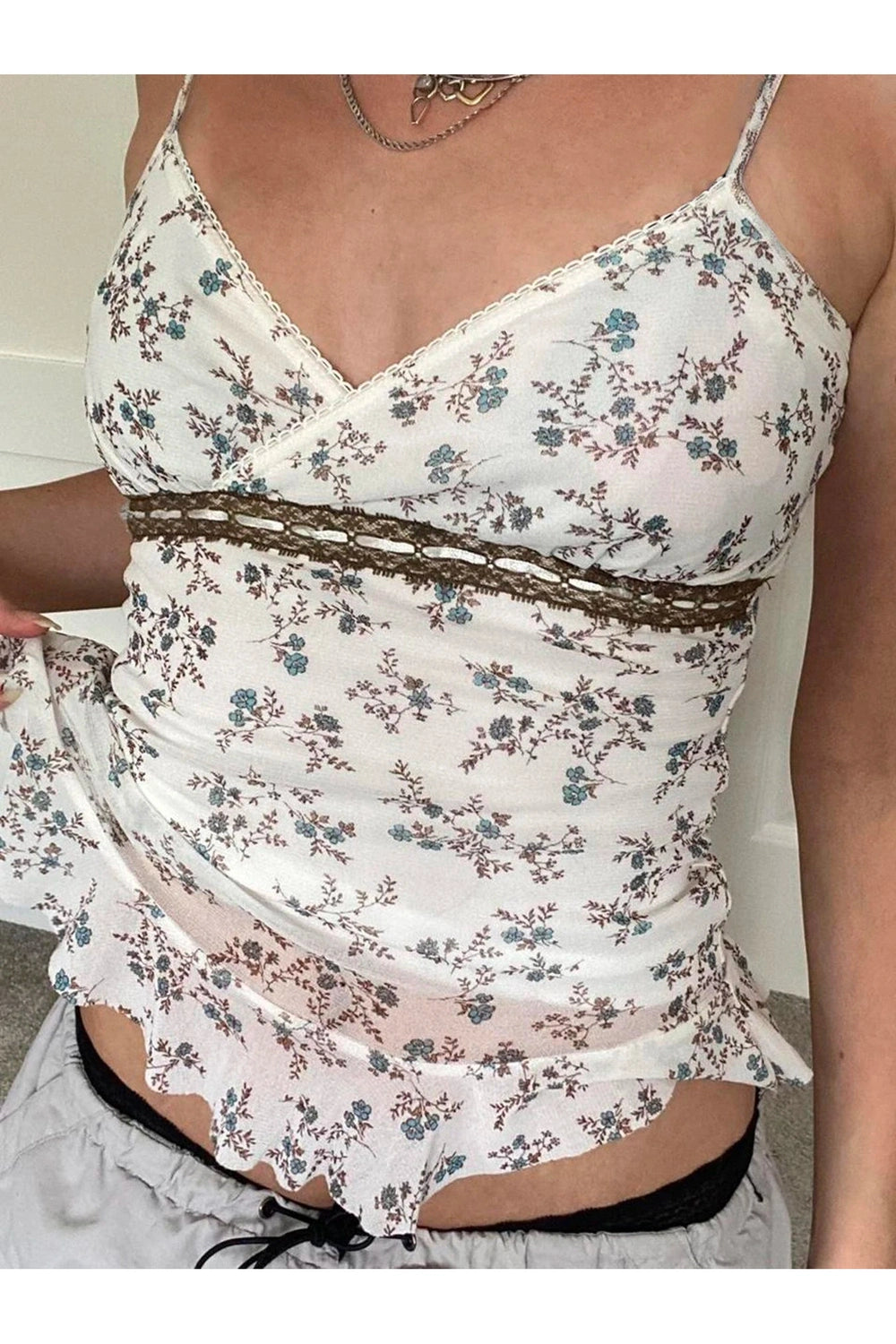 New Style Trends - Coquette Floral Lace-Trim Peplum Top - Outfit Ideas