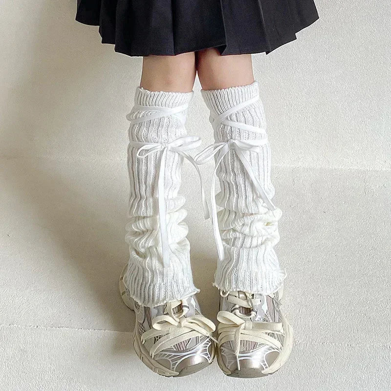 New Style Trends - Coquette Lace-Up Knit Leg Warmers - Outfit Ideas