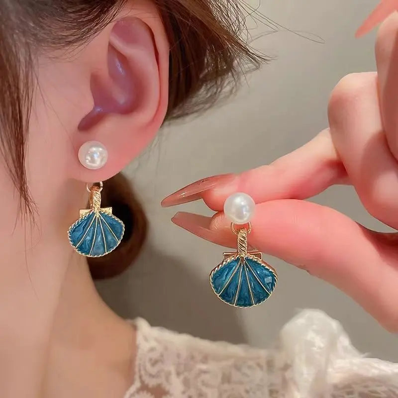 New Style Trends - Coquette Pearl Seashell Drop Earrings - Outfit Ideas