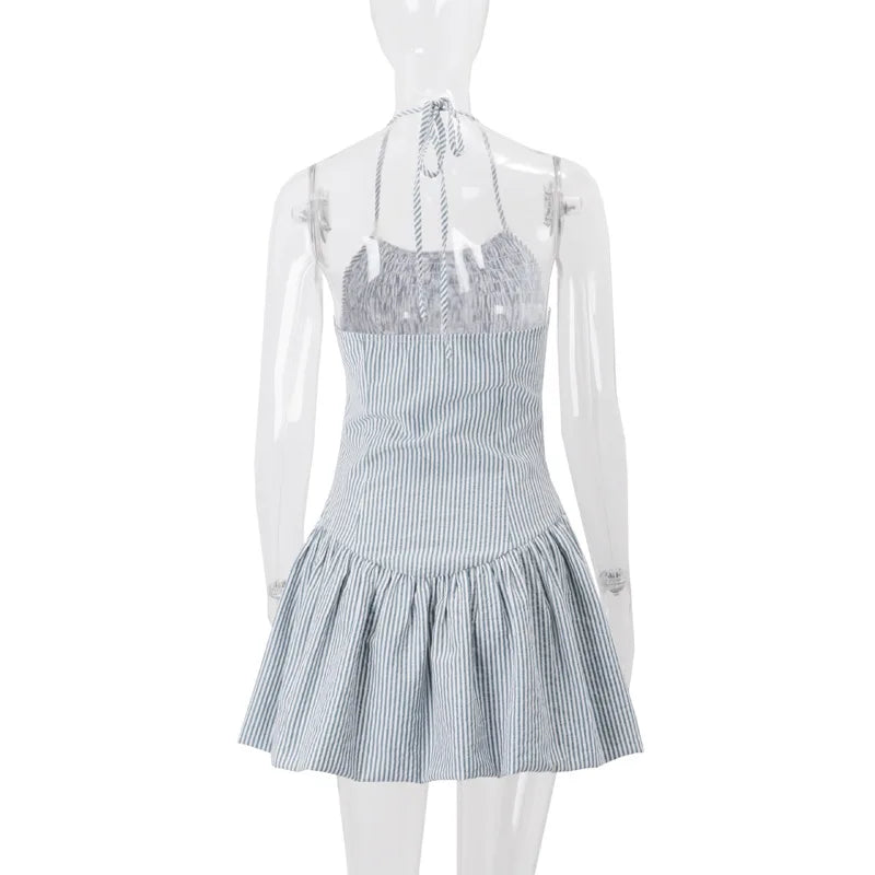 New Style Trends - Coquette Pinstripe Pep Halter Dress - Outfit Ideas