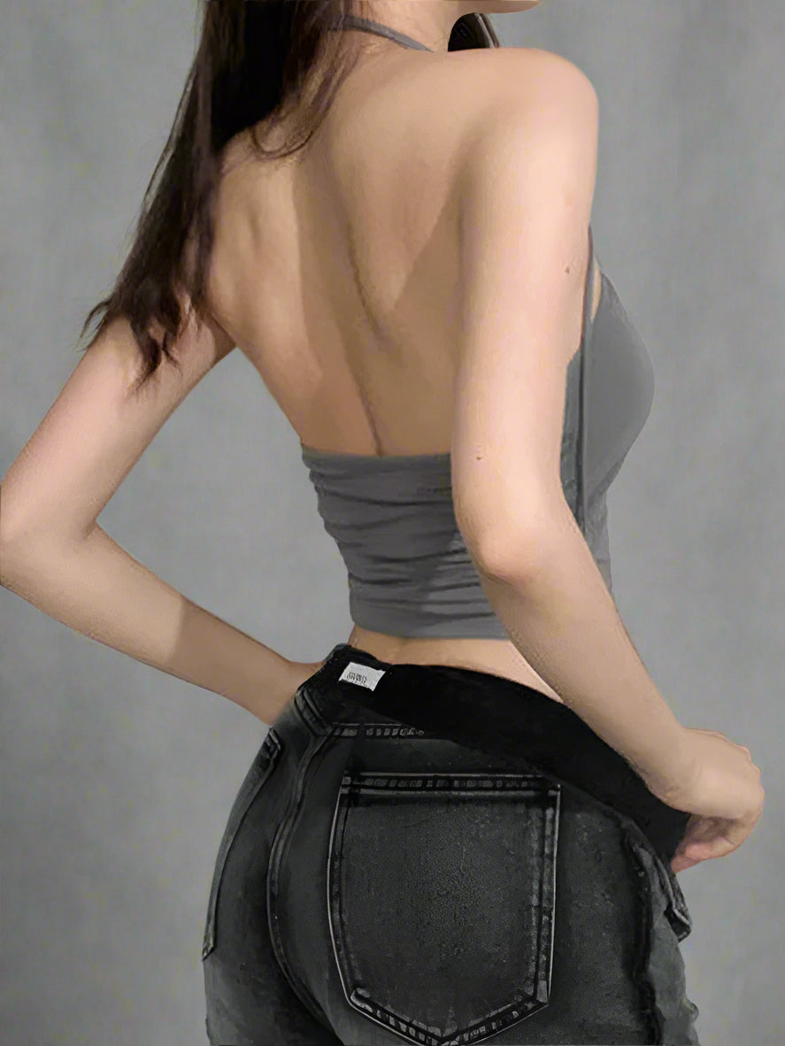 New Style Trends - Cosmic Edgy Cross-Strap Y2k Crop Top - Outfit Ideas