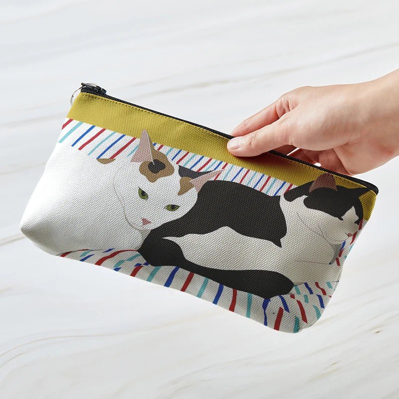 New Style Trends - Cozy Cat Art Aesthetic Makeup Bag - Outfit Ideas