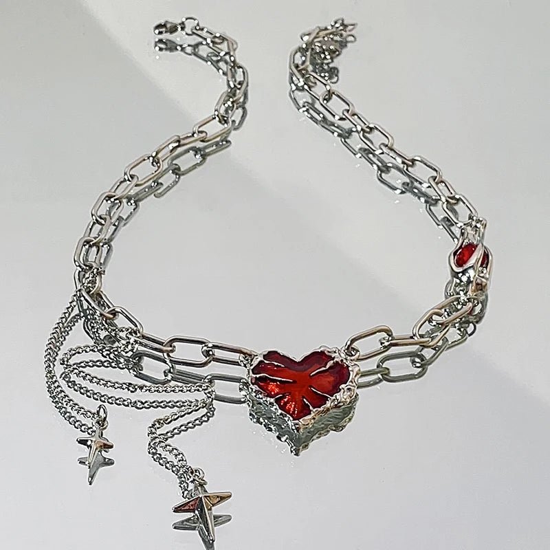 New Style Trends - Crimson Shattered Alt Goth Heart Necklace - Outfit Ideas New Style Trends - Crimson Shattered Alt Goth Heart Necklace - Outfit Ideas