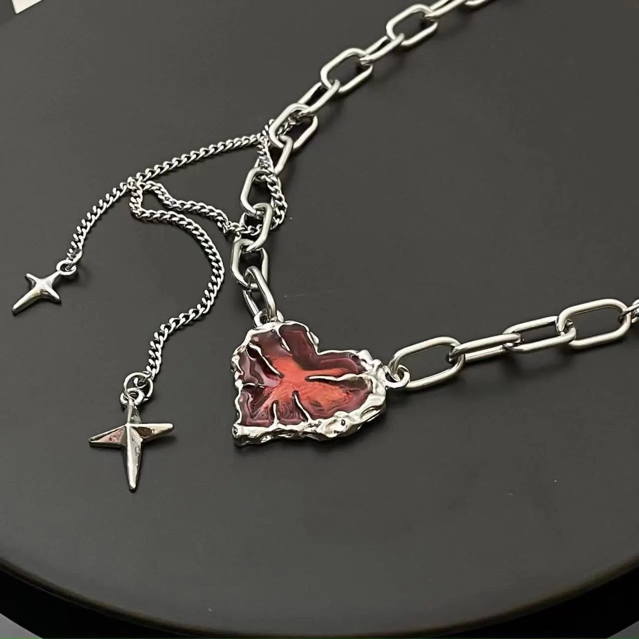 New Style Trends - Crimson Shattered Alt Goth Heart Necklace - Outfit Ideas New Style Trends - Crimson Shattered Alt Goth Heart Necklace - Outfit Ideas