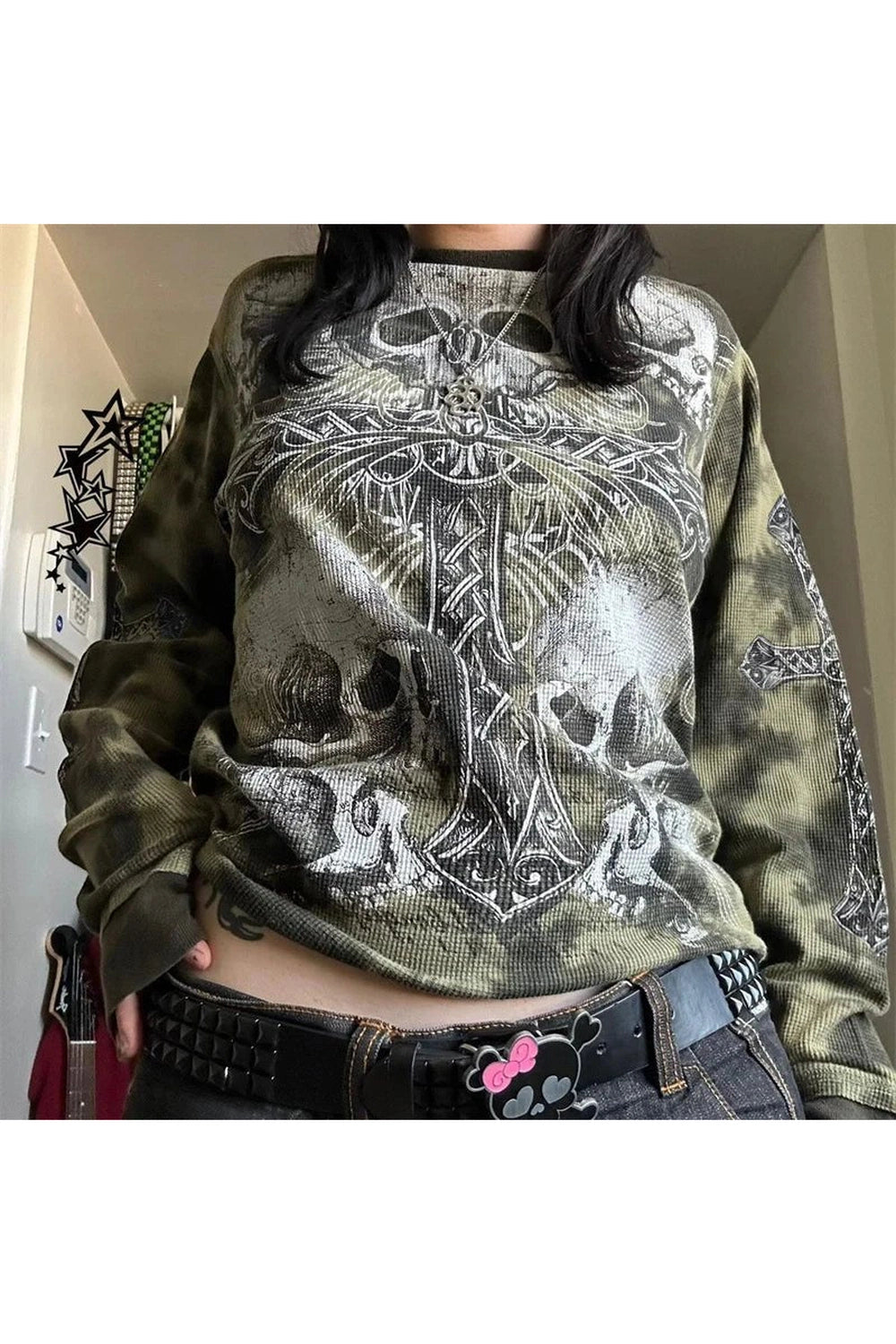New Style Trends - Cross and Skull Print Alt Sweatshirt - Outfit Ideas