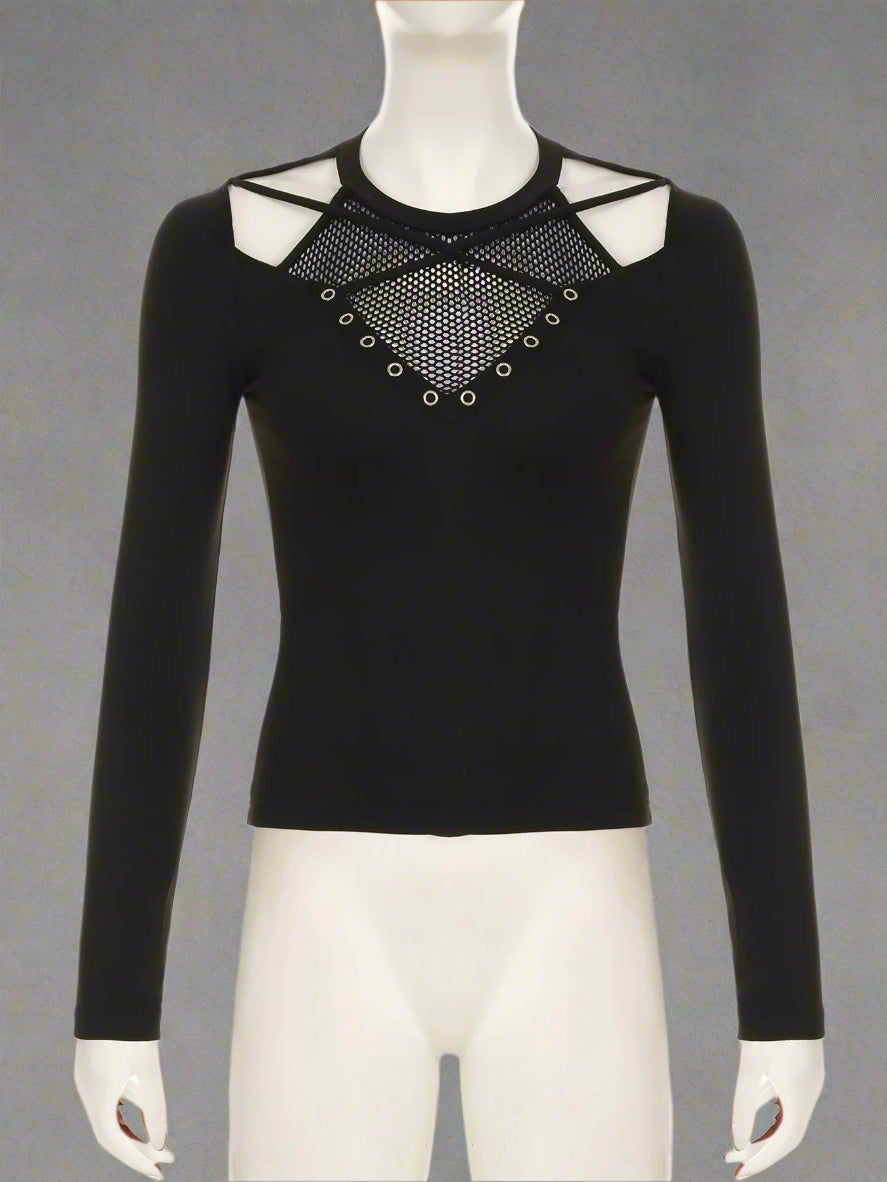 New Style Trends - Cyber Web Grommet Aesthetic Top - Outfit Ideas