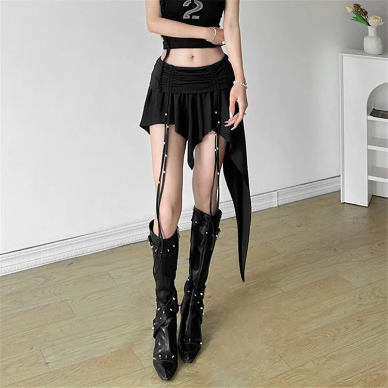 New Style Trends - Dagger Lace-Up Hem Alt Skirt - Outfit Ideas