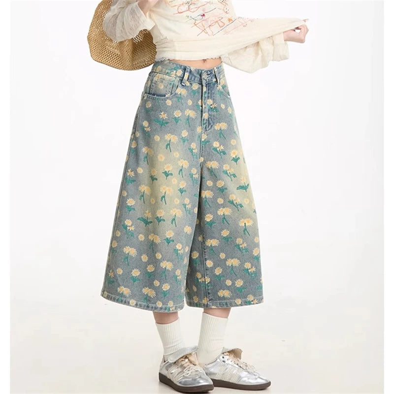 New Style Trends - Daisy Drift Jean Aesthetic Shorts - Outfit Ideas