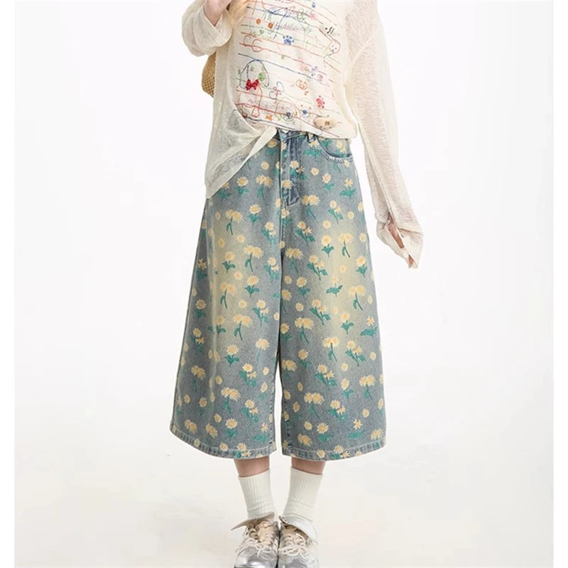 New Style Trends - Daisy Drift Jean Aesthetic Shorts - Outfit Ideas