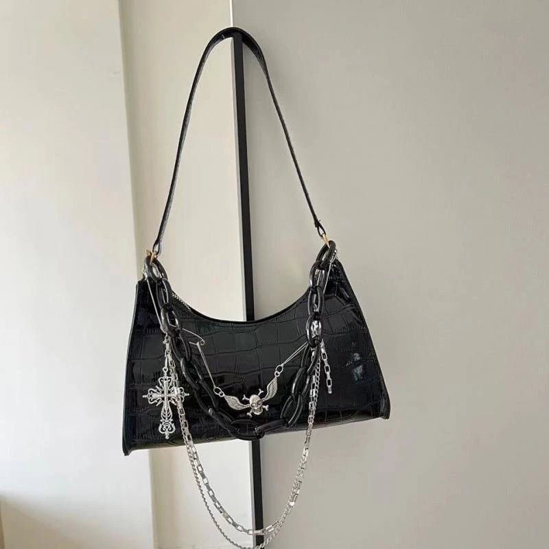 New Style Trends - Dark Angel Chain Y2k Shoulder Bag - Outfit Ideas