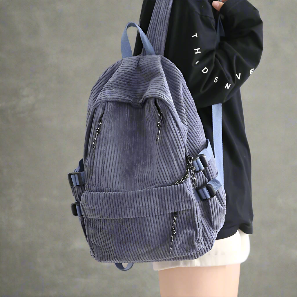 New Style Trends - Dusty Violet Corduroy Retro Backpack - Outfit Ideas