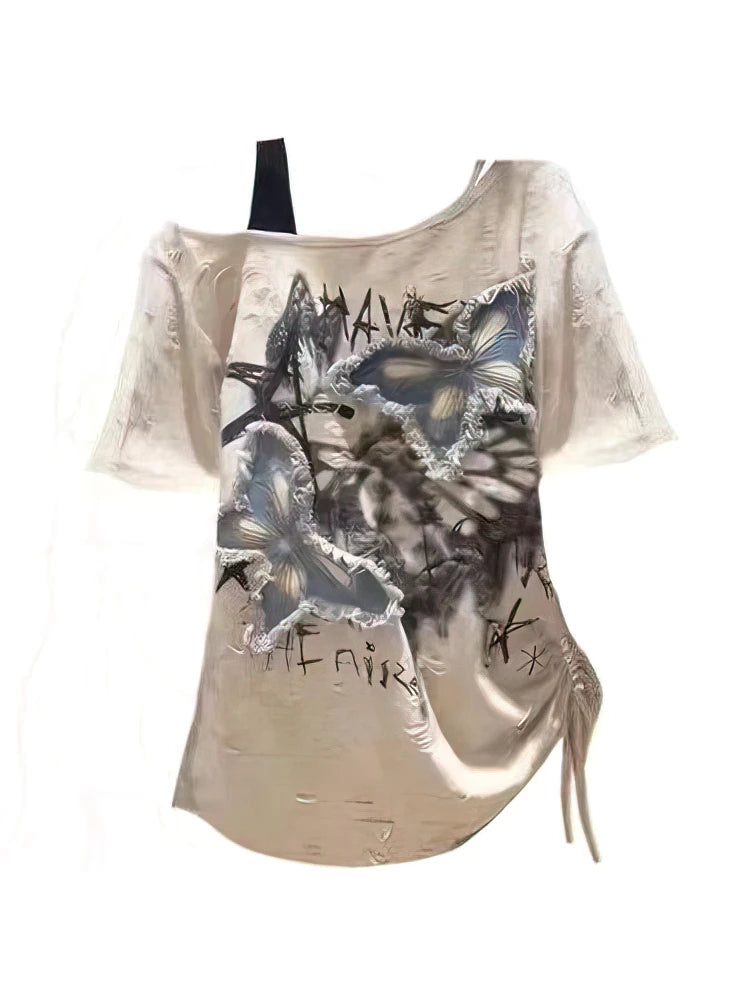 New Style Trends - Edgy Butterfly Asymmetrical T-Shirt - Outfit Ideas