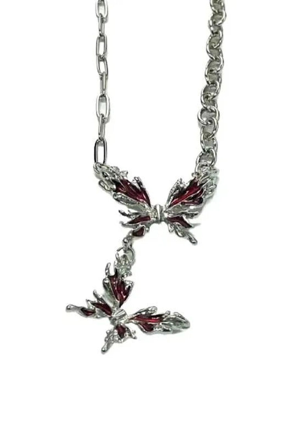 New Style Trends - Edgy Crimson Butterfly Chain Necklace - Outfit Ideas