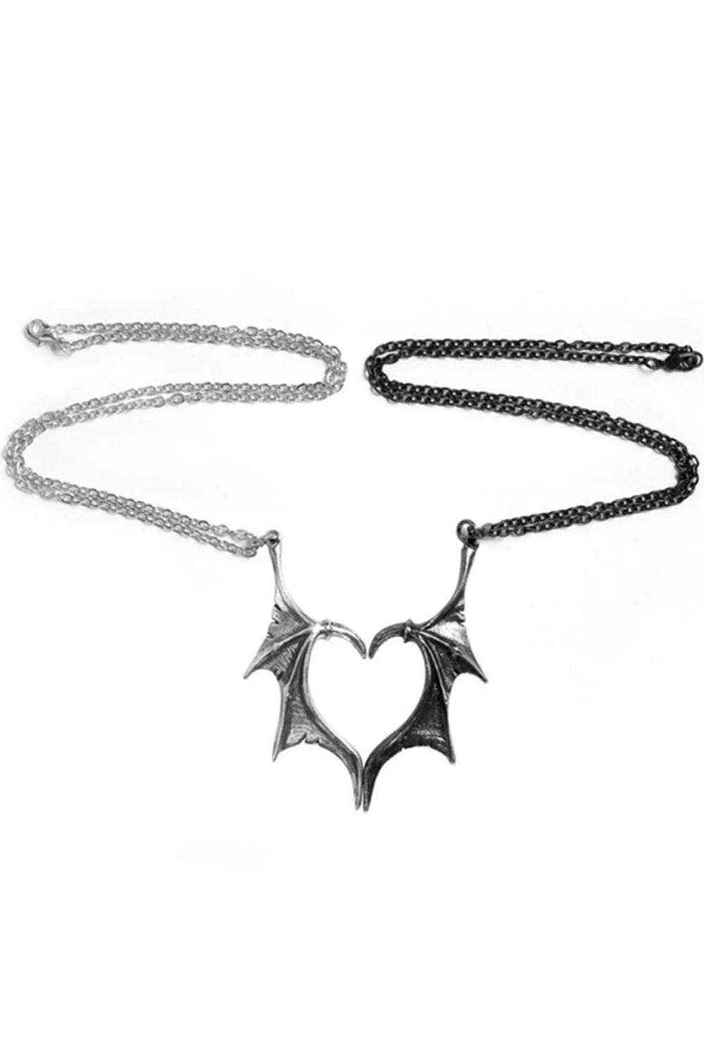 New Style Trends - Edgy Duality Bat Wing Heart Necklace - Outfit Ideas