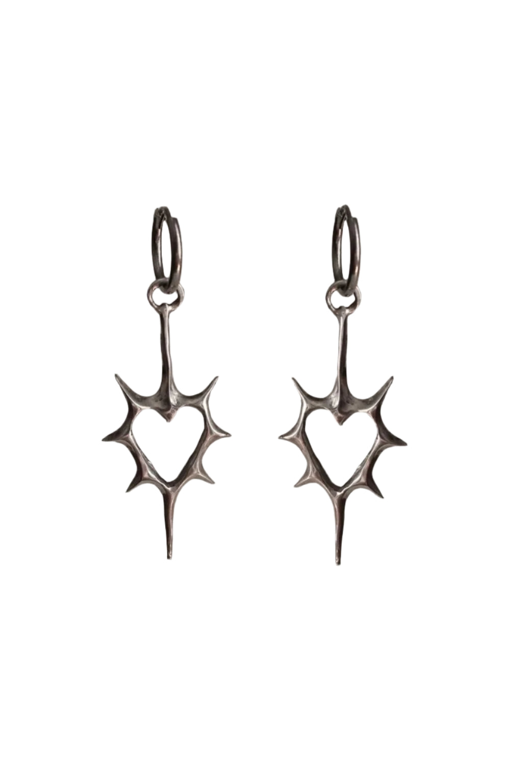New Style Trends - Edgy Enchanted Heart Silver Drop Earrings - Outfit Ideas