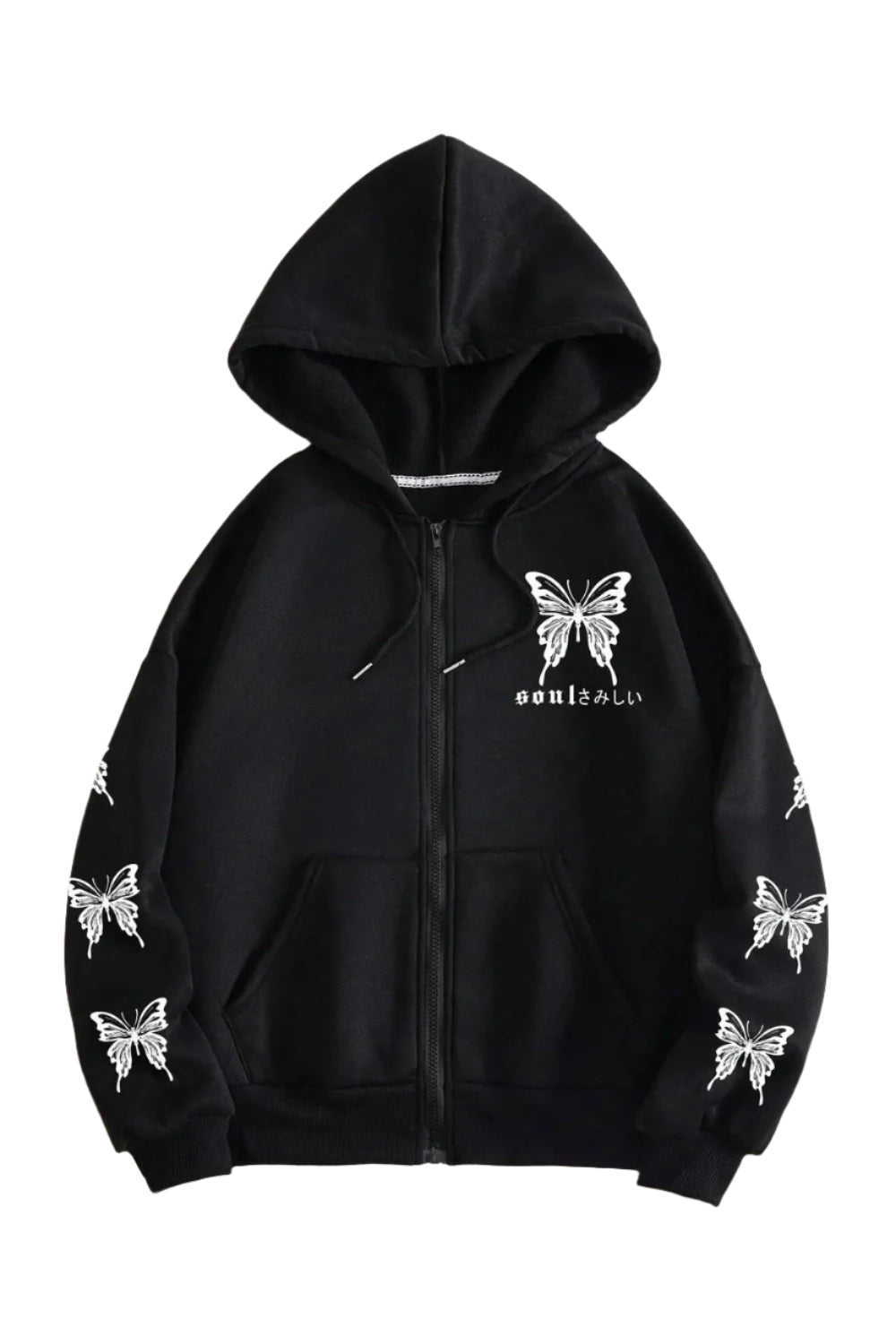 New Style Trends - Edgy Fall Gothic Butterfly Zip-Up Hoodie - Outfit Ideas