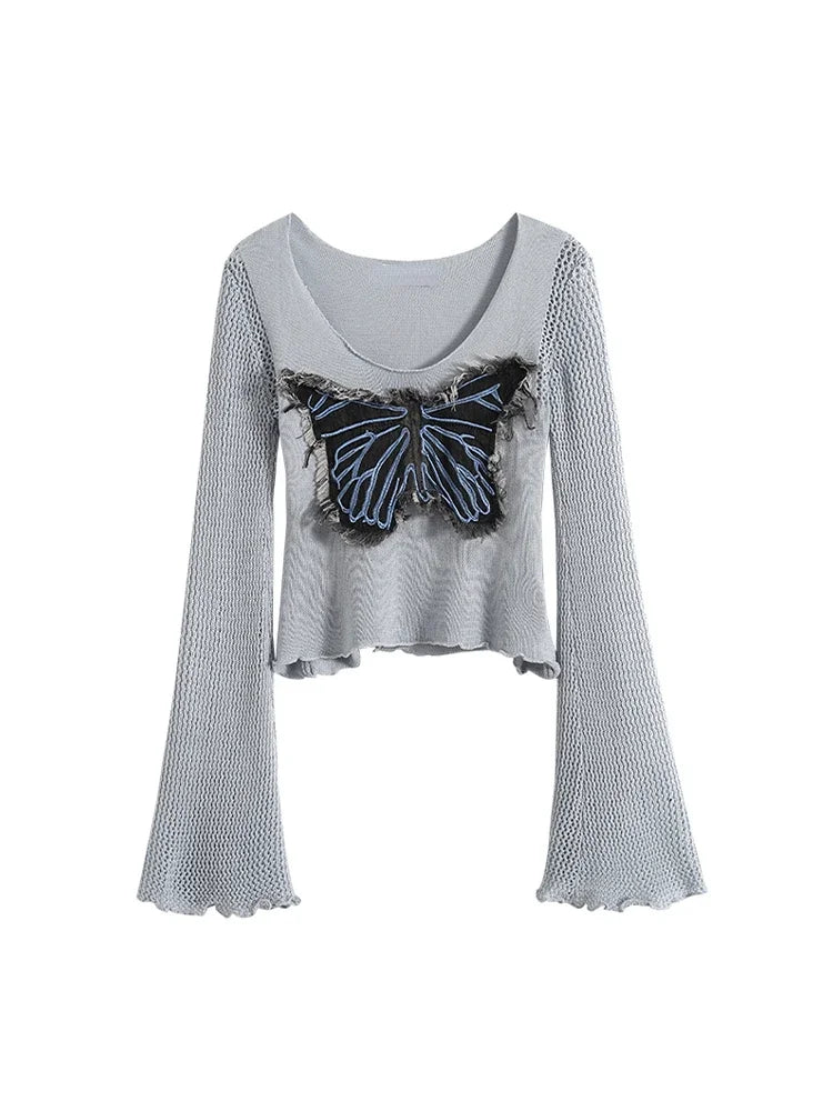 New Style Trends - Edgy Frayed Butterfly Bell Sleeve Top - Outfit Ideas